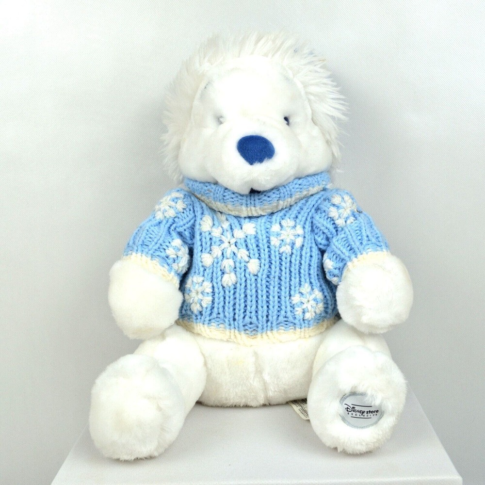 Disney Store Exclusive Winnie The Pooh Bear White Winter Plush Snowflake 12"